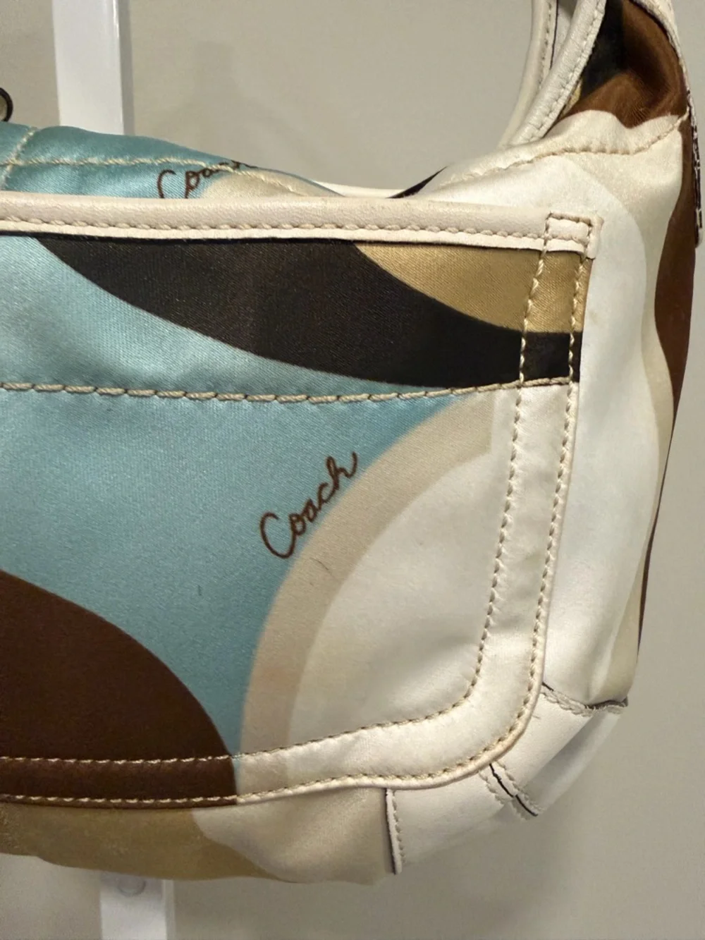 Coach ergo hobo shoulder bag with multi color scarf print